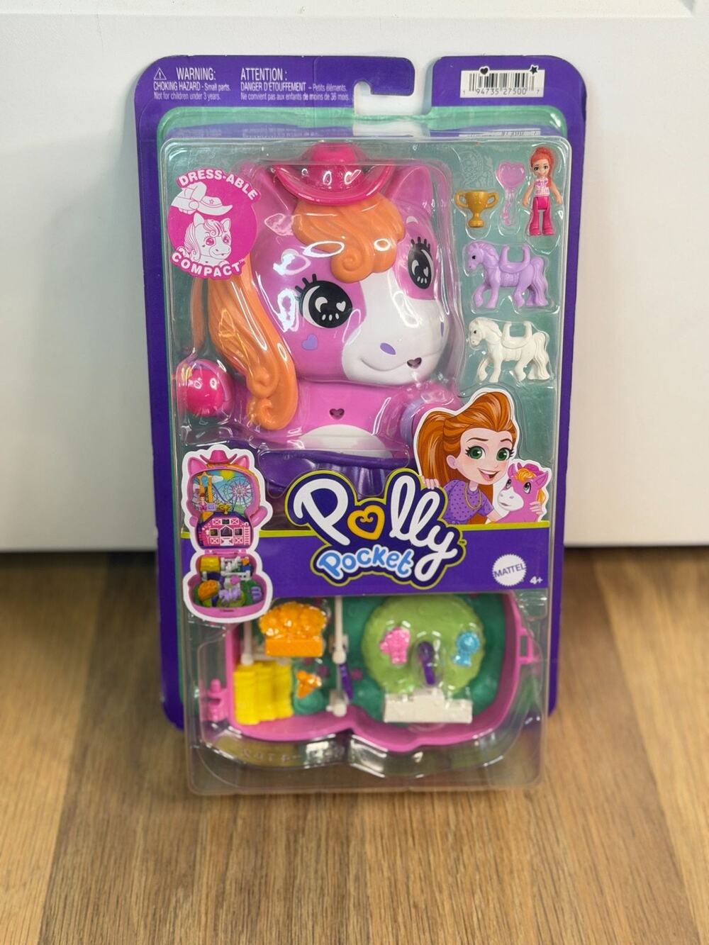 Polly Pocket Pony Rodeo Compact Playset With Accessories Purple & Pink Dressable